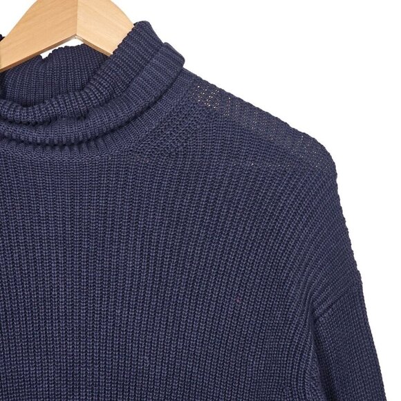 J.crew Cotton-Blend Ribbed Turtleneck Sweater Relaxed Fit Navy Women's‎ XS NWT - Picture 12 of 12